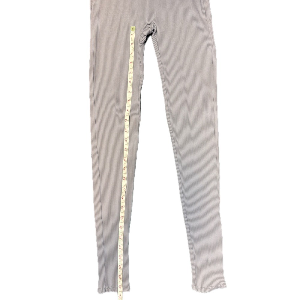 Pepper Ribbed High Waist Leggings Medium Cool Pale Purple Gray‎ Stretch Lounge - Picture 3 of 5